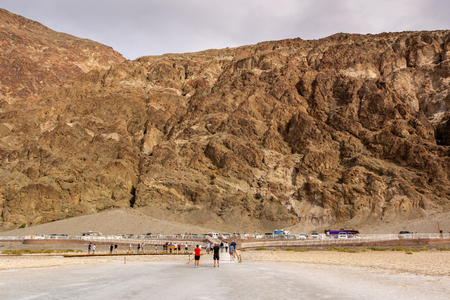 DEATH VALLEY, CALIFORNIA, USA - April 4, 2019: People visit the area of Badwater in Death Valley, USAのeditorial素材