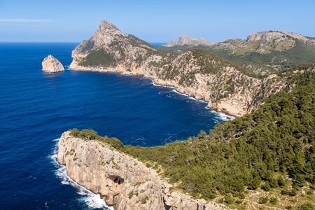 Cap de Formentor - famous nature landmark with amazing rocky coastline on Mallorca, Spain, Mediterranean Seaの写真素材