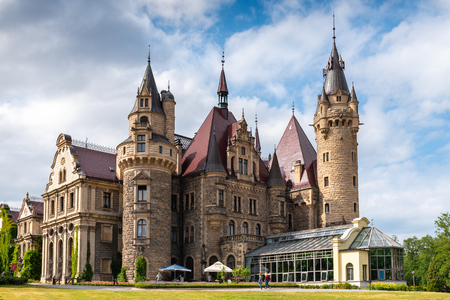 MOSZNA, POLAND - July 16, 2019: The Moszna Castle in southwestern Poland, one of the most magnificent castles in the world from 17th century.のeditorial素材