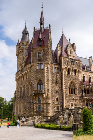 MOSZNA, POLAND - July 16, 2019: The Moszna Castle in southwestern Poland, one of the most magnificent castles in the world from 17th century.のeditorial素材