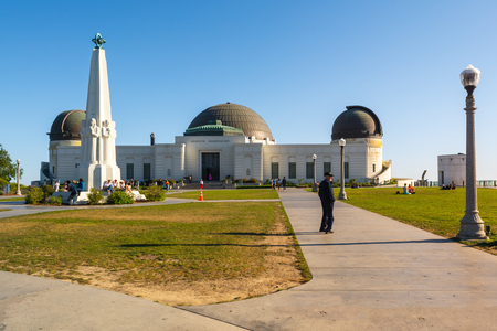 LOS ANGELES, USA - April 11, 2019: Griffith Observatory building located on the south-facing slope of Mount Hollywood in Los Angeles Griffith Park.のeditorial素材
