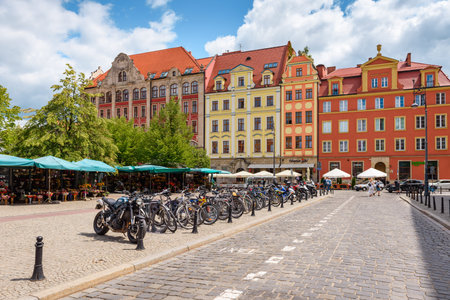 WROCLAW, POLAND - July 17, 2019: Architecture of Old Town in Wroclaw on summer day.
