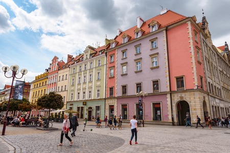 WROCLAW, POLAND - July 17, 2019: Architecture of Old Town in Wroclaw on summer day.のeditorial素材