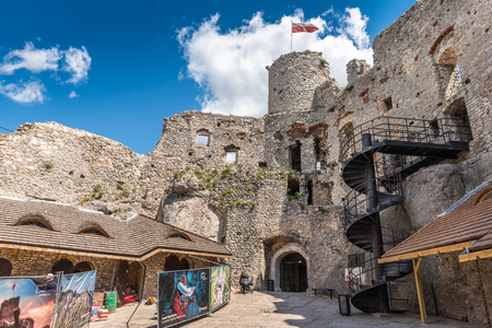PODZAMCZE, POLAND - July 15, 2019: Ogrodzieniec Castle in Polish Jurassic Highland, Silesia region of Polandのeditorial素材