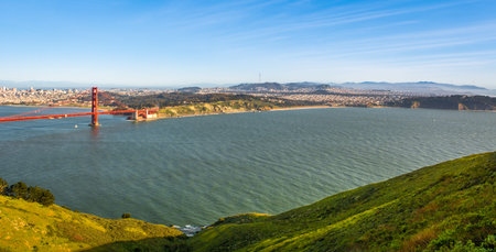 Panorama of San Francisco with the Golden Gate bridge.