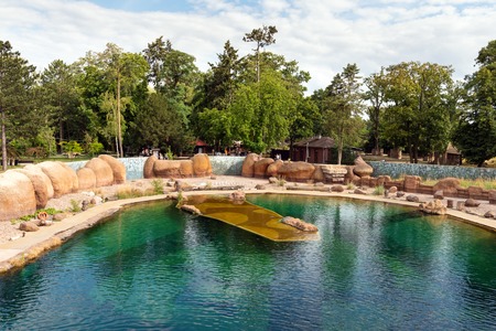 Wroclaw, Poland - July 17, 2019: Exterior of the modern Africarium in Wroclaw Zoo.のeditorial素材