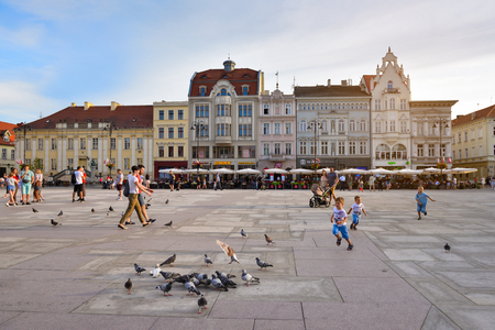 Bydgoszcz Poland - August 15, 2019: Old Market Square in Bydgoszcz with the old town tenementsのeditorial素材