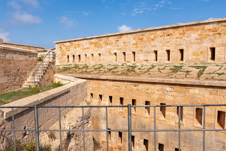 Menorca, Spain - Ocober 13, 2019: La Mola, fortress of Isabel II in Mahon. One of the biggest European fortresses built in the 19th centuryのeditorial素材