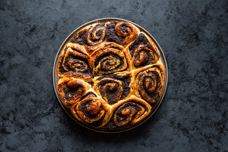 Poppy seed cake in the shape of a rosette. Traditional Polish cake for Christmasの写真素材