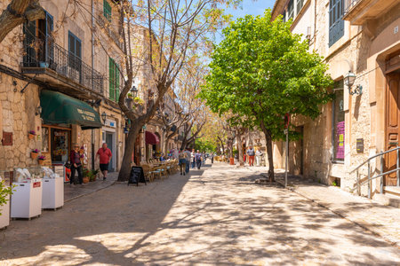 Mallorca, Spain - May 7, 2019: Street view in the historic city of Valldemossa, a popular tourist...