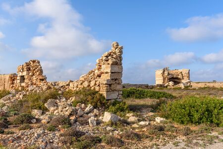 Menorca, Spain - October 13, 2019: Ruins of Fortaleza de La Mola, the biggest European fortresses built in the 19th century on Menorca. Baleares, Spainのeditorial素材