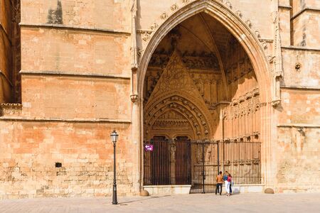 Mallorca, Spain - May 8, 2019: La Seu, the gothic cathedral de Santa MarÃ­a de Palma de Mallorca, Baleares, Spain.のeditorial素材