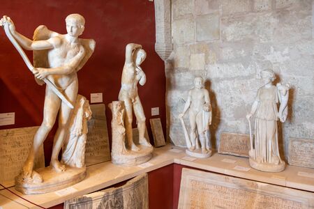 Mallorca, Spain - May 8, 2019: Sculptures of Bellver Castle (Castell de Bellver) on the Island of Majorca, Balearic Islands, Spain.のeditorial素材