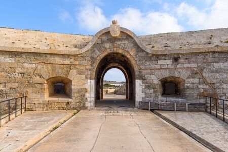 Menorca, Spain - October 13, 2019: View of Fortaleza de La Mola, the biggest European fortresses built in the 19th century on Menorca. Baleares, Spainのeditorial素材
