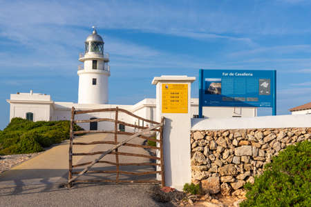 Menorca, Spain - October 12, 2019: The lighthouse of Cavalleria located at the northernmost point of Minorca island. Baleares, Spainのeditorial素材