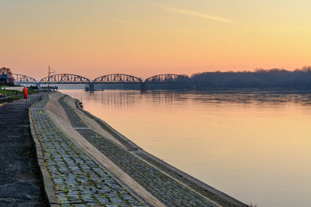 River promenade in Torun in the morning. Europe