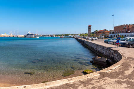 RHODES, GREECE - May 13, 2018: Waterfront promenade in Rhodes townのeditorial素材