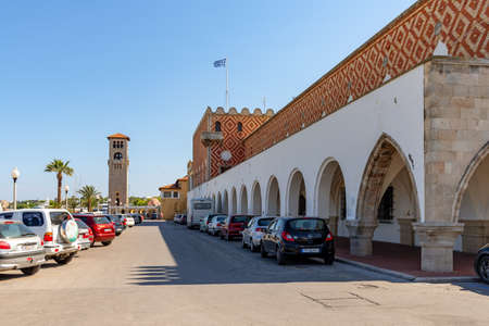 Rhodes, Greece - May 13, 2018: The Governor's Palace and Antinavarchou Perikli Ioannidi Square in Rhodes Town.のeditorial素材
