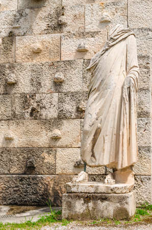 Athens, Greece - April 21, 2014: Statue in the Stoa of Attalos, ancient Agora of Athens, Greece.のeditorial素材