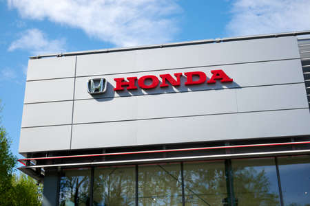 Gdansk, Poland - May 28, 2020: Honda logo and sign. Honda manufactures the most reliable cars in the worldのeditorial素材