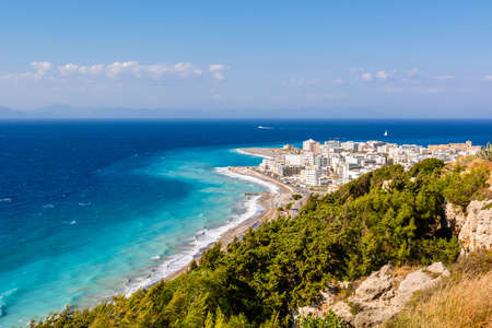 Rhodes town and azure sea water. Rhodes island, Greeceの写真素材