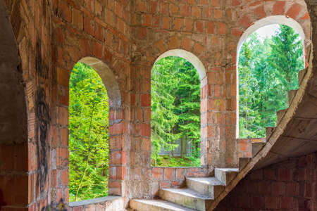 Lapalice, Poland - August 25, 2018: Lapalice castle, unfinished building, tourist attraction in northern Polandのeditorial素材