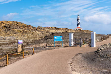 Menorca, Spain - October 13, 2019: Favaritx lighthouse at the extreme north-east of the island of Menorca in Spainのeditorial素材