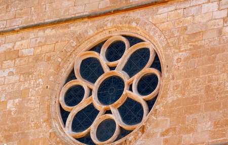 Menorca, Spain - October 14, 2019: Architectural details of Santa Maria Cathedral at Ciutadella square on Menorca islandのeditorial素材