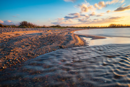 Baltic sea beach during sunset in Rewa. Baltic Sea. Poland