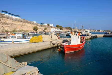 Santorini, Greece - September 16, 2020: Vlychada Port, called Fisherman's Haven, one of the three big ports in Santorini. Greeceのeditorial素材