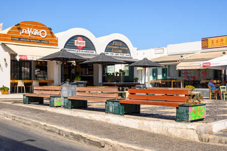 Santorini Greece, September 17, 2020: The center of Fira, the main town in Santorini. Cyclades Islands, Greeceのeditorial素材