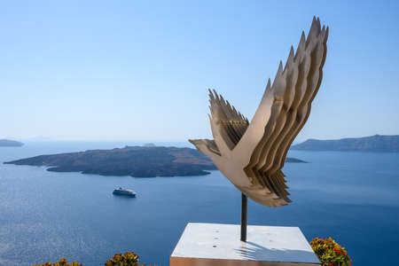 Santorini Greece, September 17, 2020: View of the caldera in Fira on the Santorini Island. Cyclades, Greeceのeditorial素材