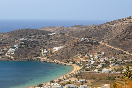 The gentle slopes of the north coast of Ios Island. Cyclades, Greeceの写真素材