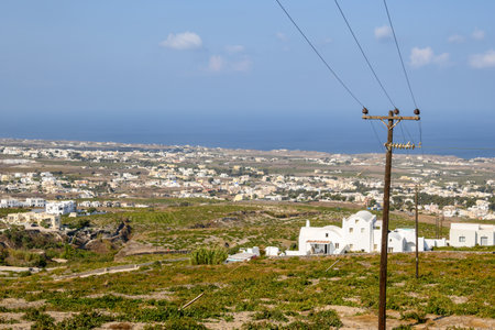 Santorini Island seen from the Pyrgos viewpoint. Cyclades, Greeceの写真素材
