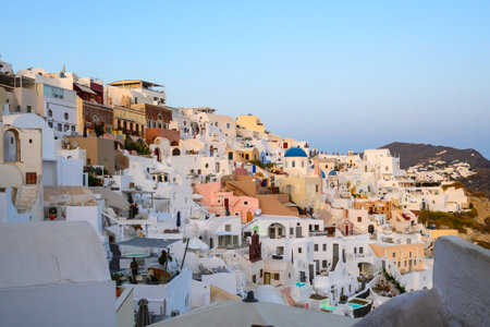Santorini, Greece - September 17, 2020: Oia village with colorful houses on Santorini island, Cyclades, Greeceのeditorial素材