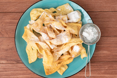 Faworki, Chrusty, Angel Wings - traditional Polish pastries served during Carnivalの写真素材