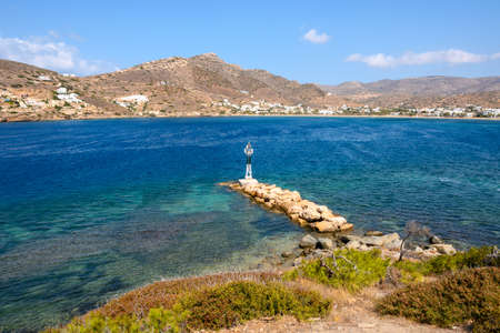 View of the beautiful bay of Ios island on a sunny day Cyclades Islands, Greeceの写真素材