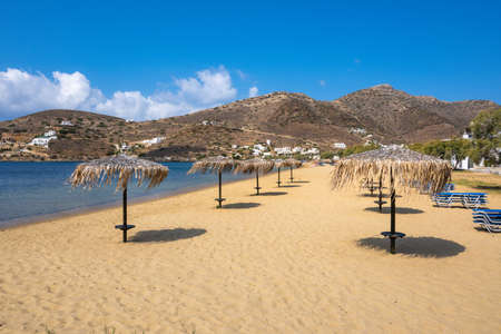 Yialos beach (or Gialos), the main beach at the port in Ios. Cyclades, Greeceの写真素材