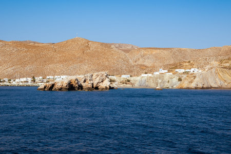Coast of Folegandros island in Greece. Aegean Sea in sunny summer dayの写真素材