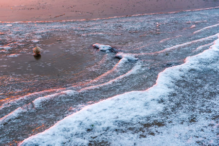 Frozen Baltic Sea during winter. Hel Peninsula. Poland