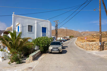 Folegandros, Greece - September 24, 2020: The main street on Folegandros leading from the port into the islandのeditorial素材