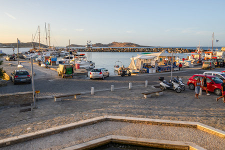 Paros, Greece - September 27, 2020: A view of beautiful port of Naoussa on Paros island. Cyclades. Greece, Europeのeditorial素材