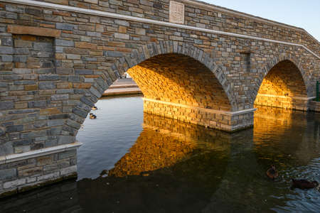 Naoussa pedestrian bridge in beautiful Naoussa village on Paros Island. Cyclades, Greeceの写真素材