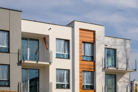 Gdansk, Poland - April 11, 2021: Building under construction of the new residential apartments.