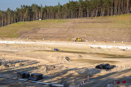 Krynica Morska, Poland - May 15, 2021: The construction site of the canal connecting the Vistula Lagoon with the Baltic Seaのeditorial素材