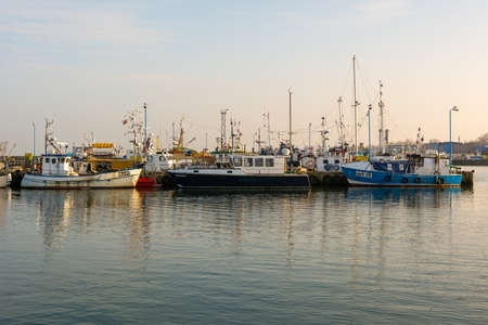 Wladyslawowo, Poland - January 27, 2017: Boats docked in port. The Wladyslawowo harbor is one of the most popular places in Kashubia. Baltic Sea, Poland. Europeのeditorial素材