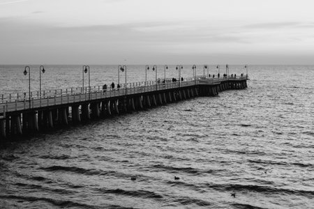 Gdynia Orlowo pier in the morning. Baltic Sea, Poland