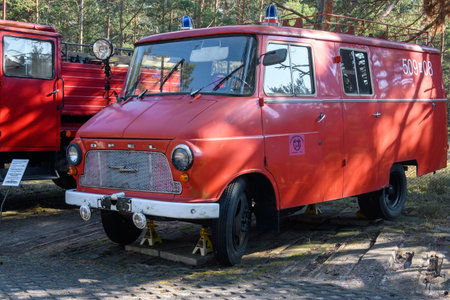 Hel, Poland - March 20, 2022: Fire truck in military open-air museum. The Coastal Defense Museum in...