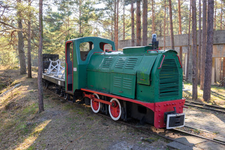 Hel, Poland - March 20, 2022: Old locomotive in the military open-air museum. The Coastal Defense...