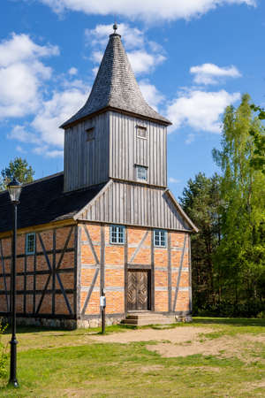 Wdzydze Kiszewskie, Poland - May 15, 2022: Old church in Kashubian Ethnographic Park in Wdzydze Kiszewskieのeditorial素材